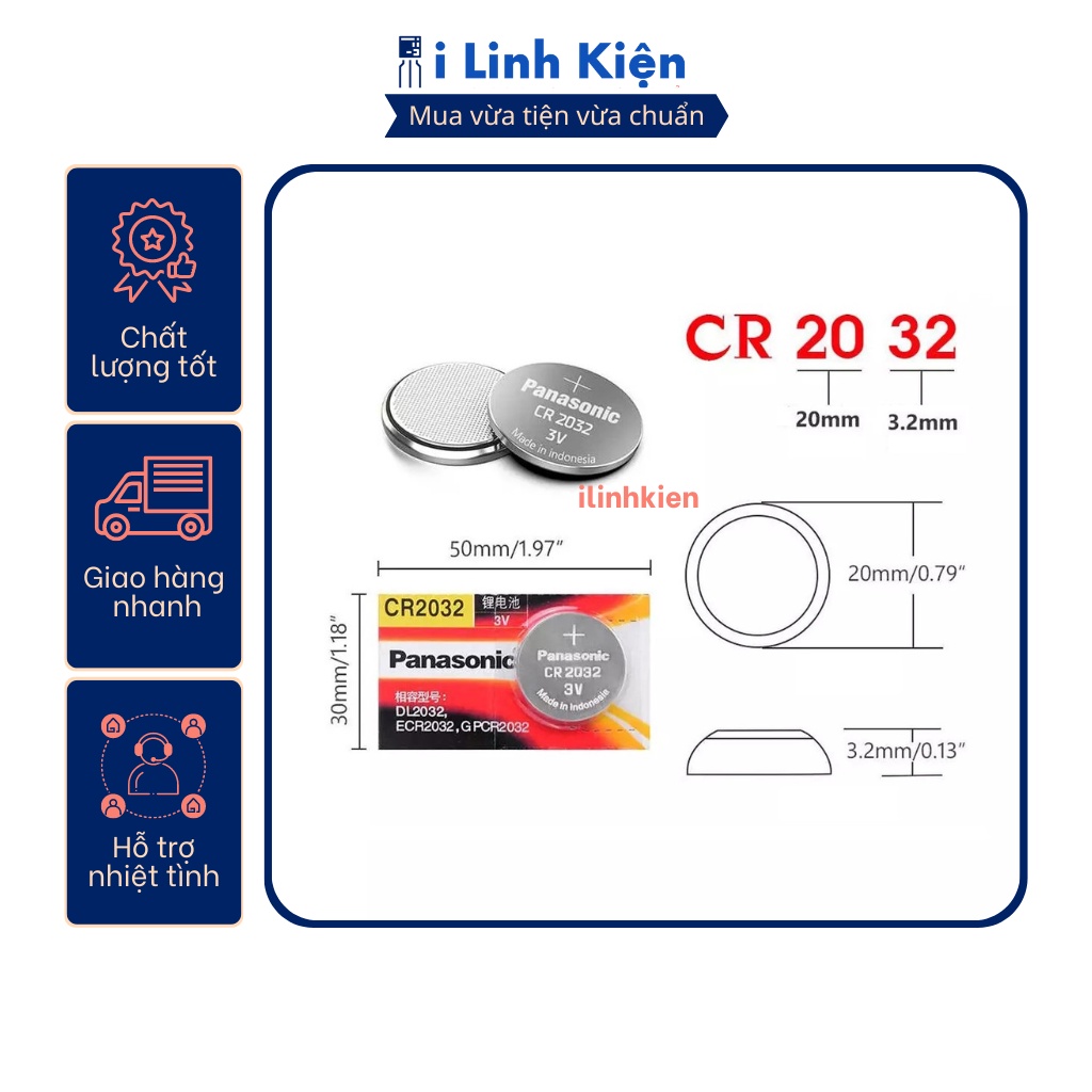Pin CR2032 Panasonic 3V chính hãng.