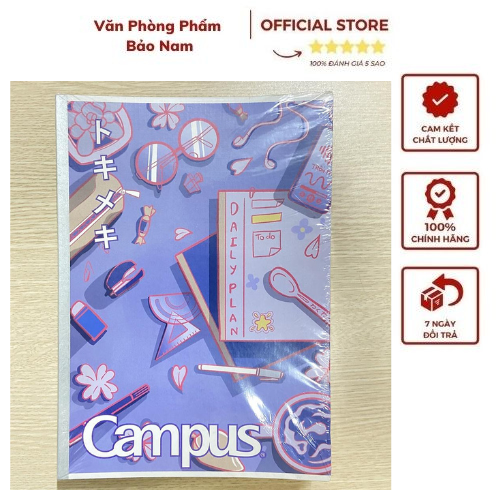 Lốc 10 quyển vở kẻ ngang campus study with me 80 trang