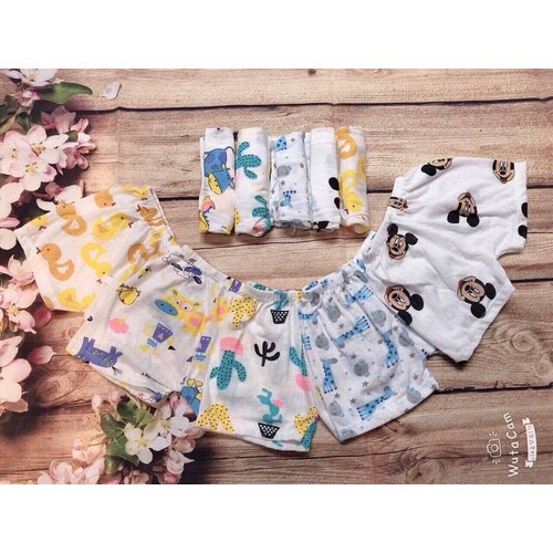 Combo 10 quần đùi cotton giấy cho bé từ 3-15kg