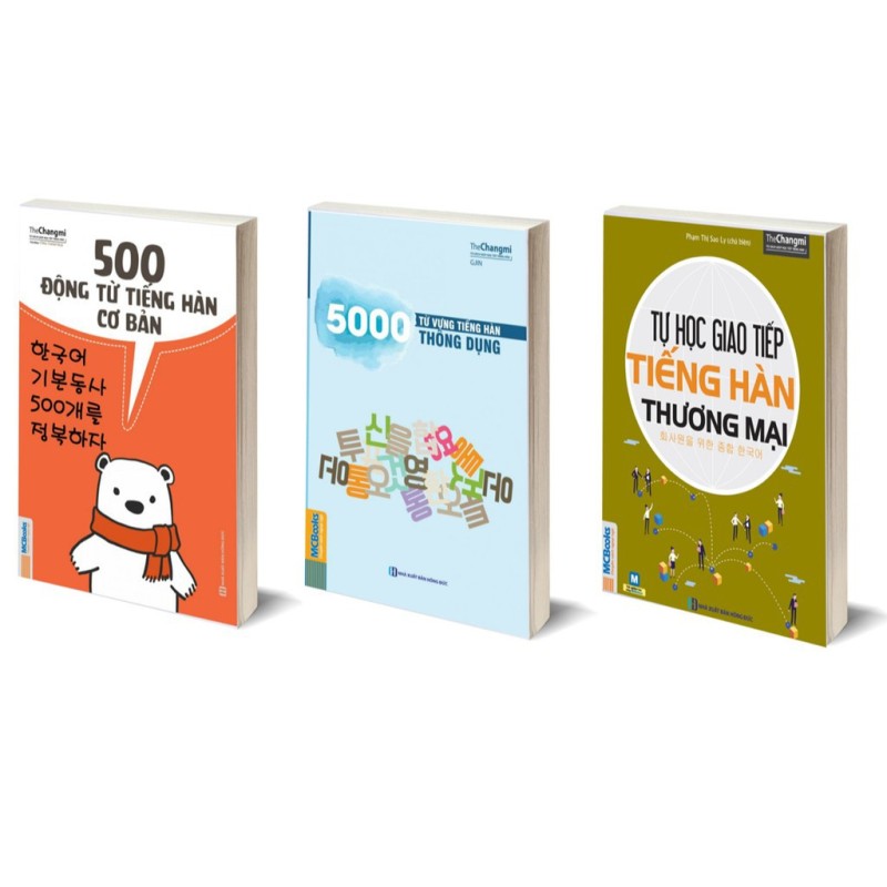 Sách - Combo - 500 Động từ Tiếng Hàn + 5000 Từ Vựng Tiếng Hàn + Tiếng Hàn Thương Mại