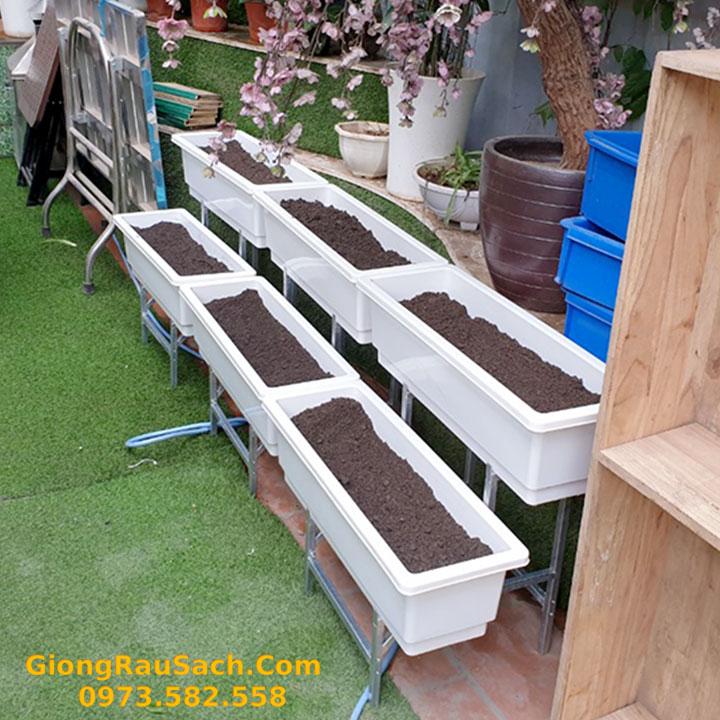 Kệ trồng rau 2 tầng bậc thang cho chậu 67 (chưa chậu)