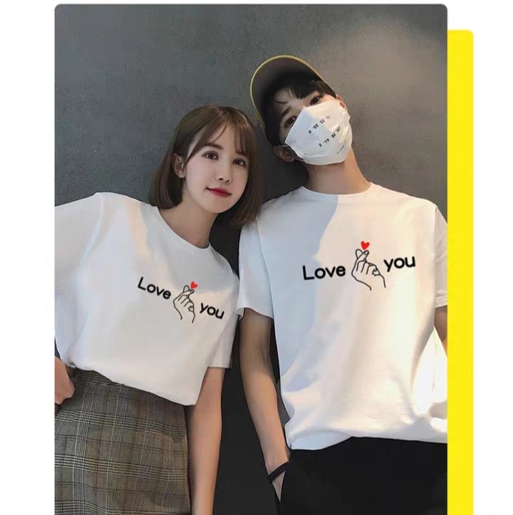 Áo thun đôi i love you bắn tim 85