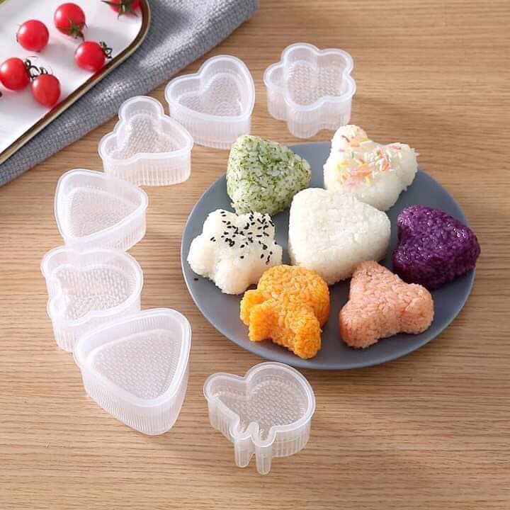 Set 7 khuôn cơm silicon, khuôn ép cơm, ép bánh, ép thạch siêu xinh cho bé