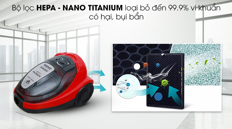 Máy hút bụi Hitachi CV-SF20 màu đỏ - [Hàng chính hãng] [Gian hàng uy tín]