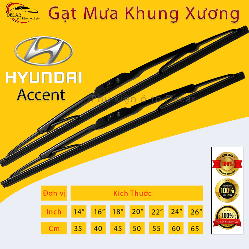 [Hyundai Accent] 1 pair wipers rain frame bone, brush wiper rain car Hyundai Accent, wiper car glass Oto, bar rain windshield wiper auto glass wiper