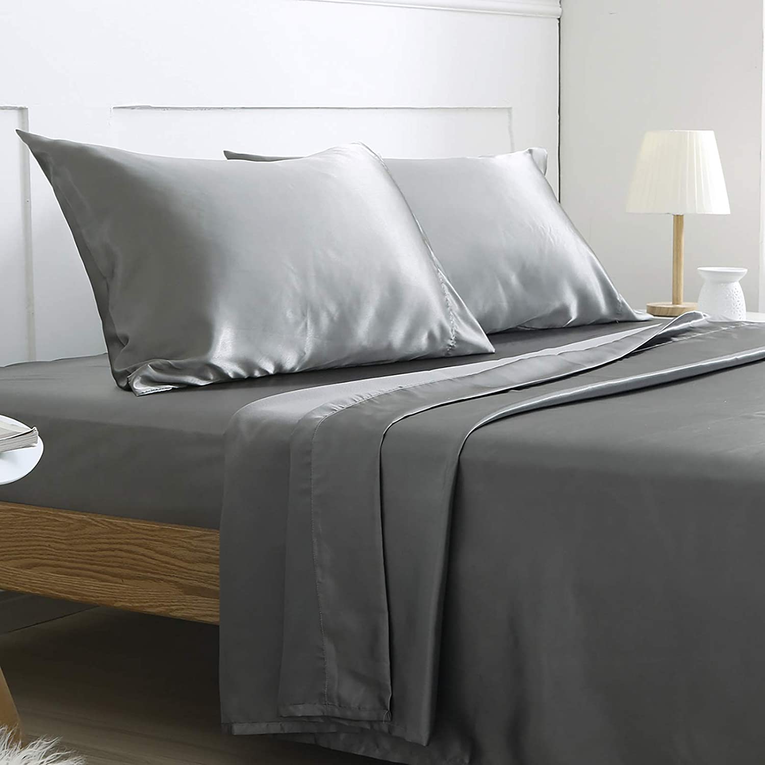( Lụa Loại 1) Chăn Lẻ Phi Lụa Màu Xám Ghi Cao Cấp Mềm Mại Lan Pham Bedding