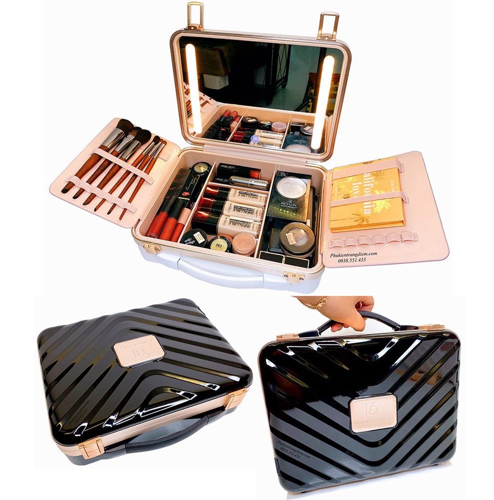 Size 30cm - Cốp Mini Make Up Cá Nhân Có Gương Đèn LED Beauty Case