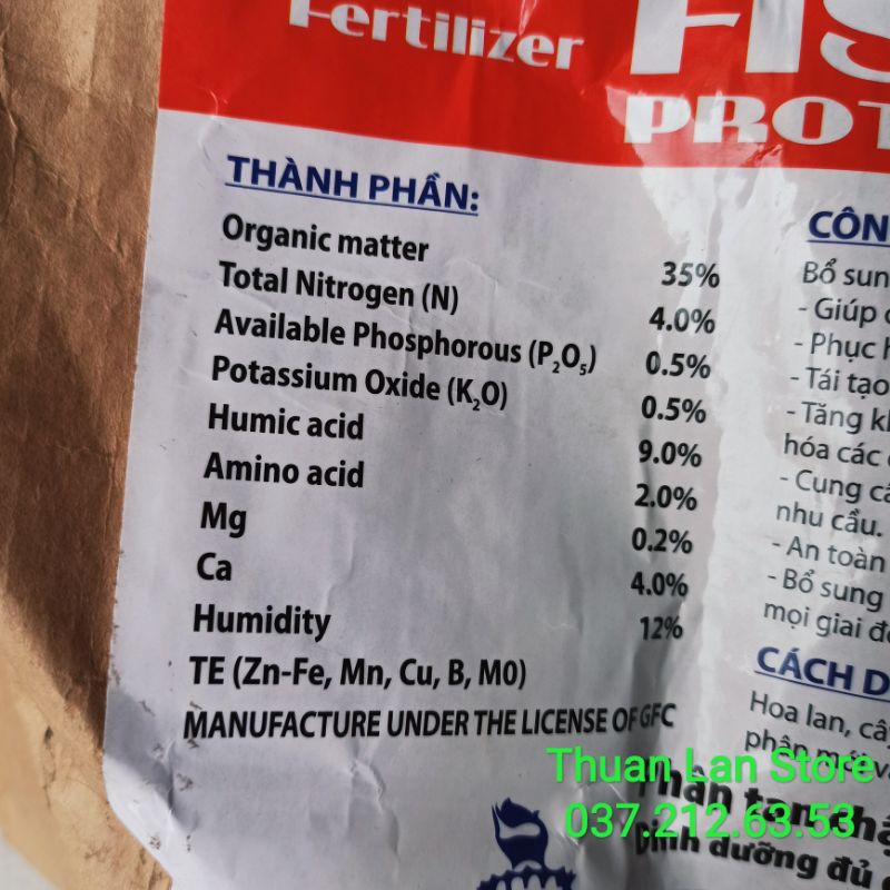Phân Cá Tan Chậm Mỹ Hữu Cơ Dạng Hạt gói 100g