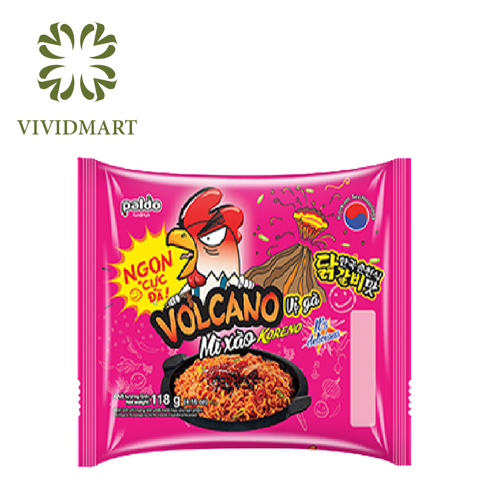 [Mì Koreno] [Gói lẻ] MÌ XÀO KHÔ KORENO VOLCANO PALDO VỊ GÀ CAY VÀ GÀ CAY PHOMAI - Mì TRỘN HÀN QUỐC - GÓI 118g - KORENO