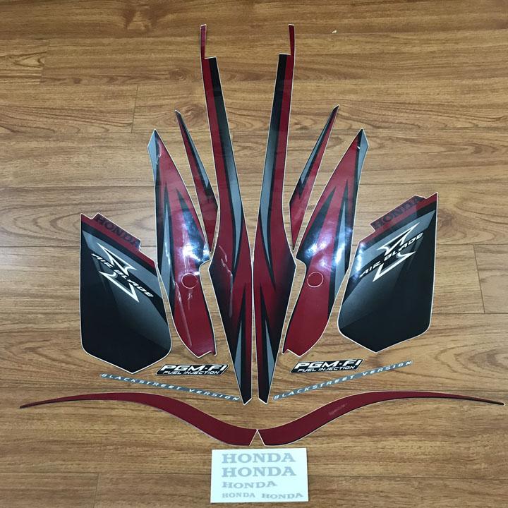 Trọn bộ tem 3 lớp dán xe airblade đời 2008 - 2009  THÁI - màu ĐỎ ĐEN