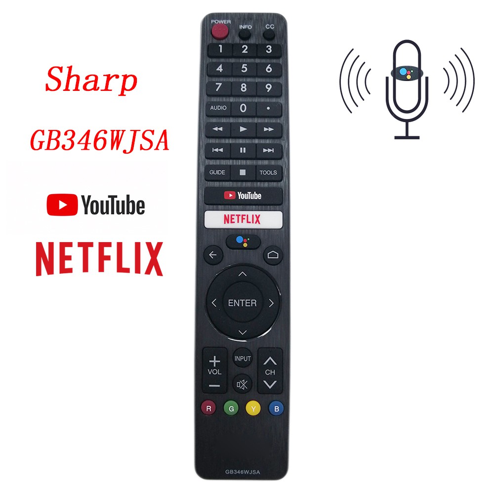 Sharp original voice remote control gb346wjsa for sharp tv netflix and youtube compatible tv model gb326wjsa