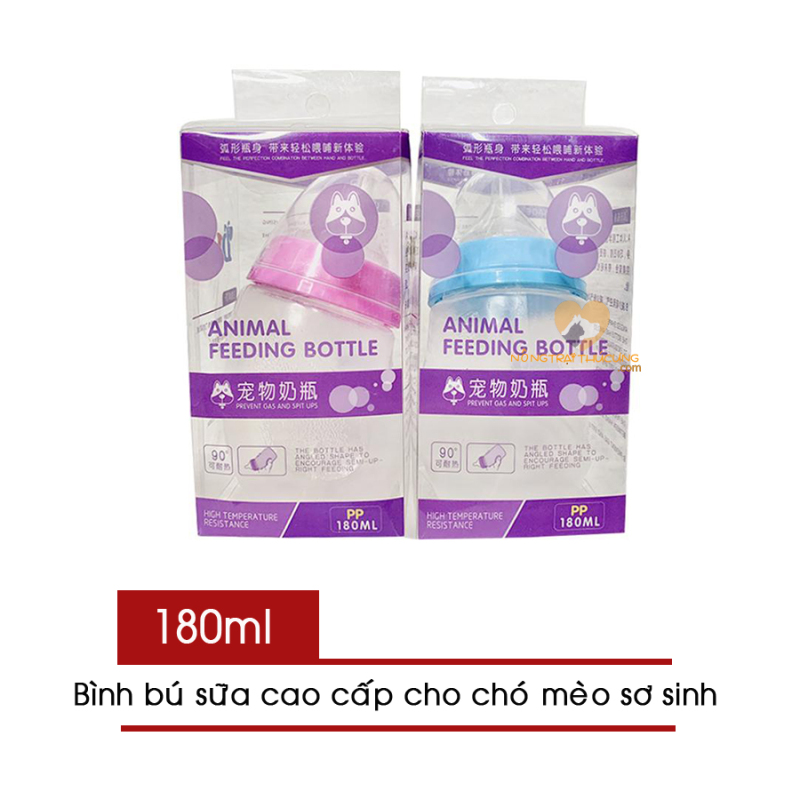 [Lấy mã giảm thêm 30%]Bình Ti Sữa – Bình Bú Cho Chó Mèo Sơ Sinh Cao Cấp 180ml