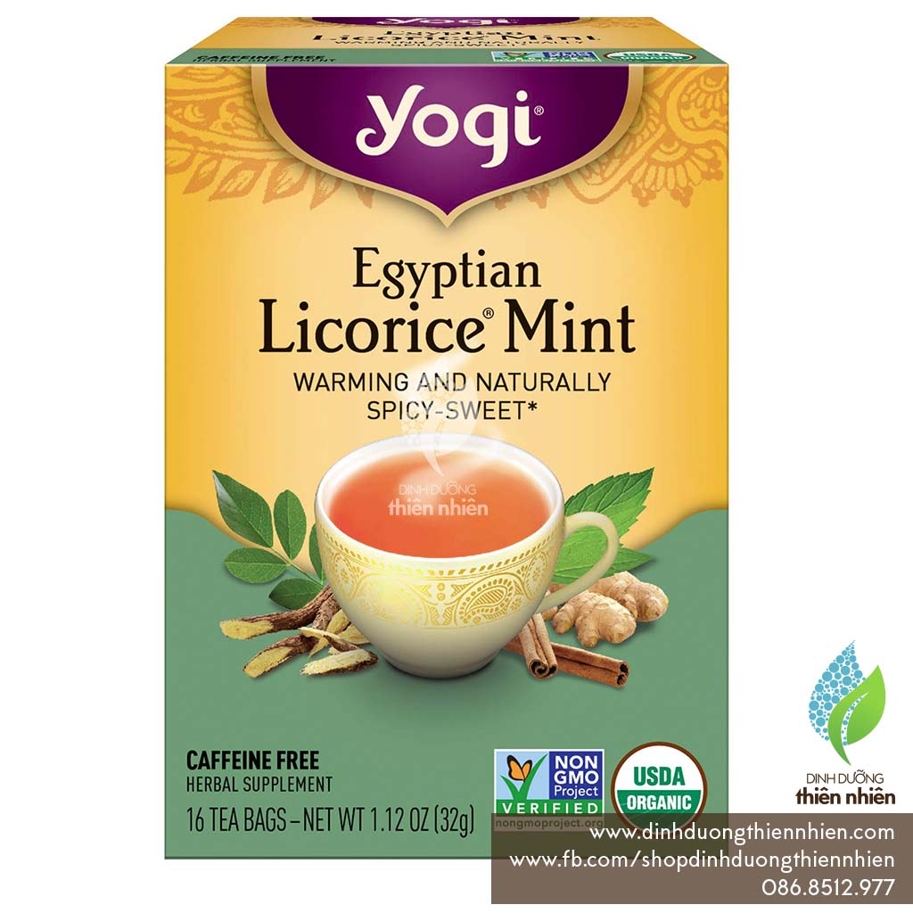 Trà hữu cơ thảo mộc - cam thảo ai cập & bạc hà yogi organic egyptian licorice mint tea