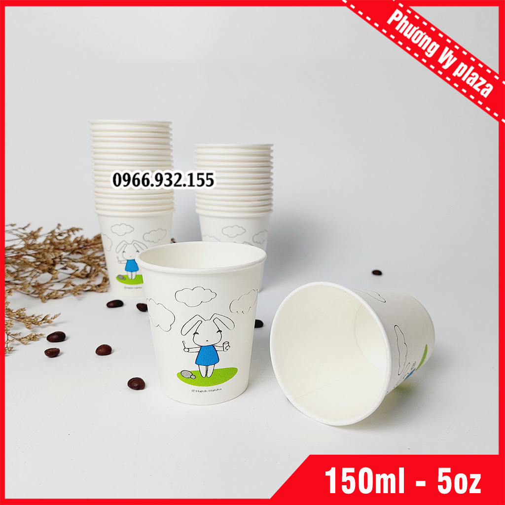 50 Chiếc Cốc Giấy 150ml - 5oz Thỏ Rabit Ly Giấy NHẬP KHẨU HÀN QUỐC
