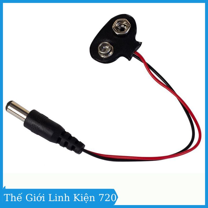 Dây tạo nguồn từ pin vuông 9v sang jack dc 5.5*2.1mm