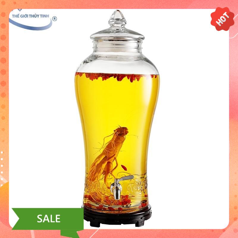 [HCM]Bình Ngâm Rươu Sâm Thủy Tinh Nạp Phúc 6 Lít