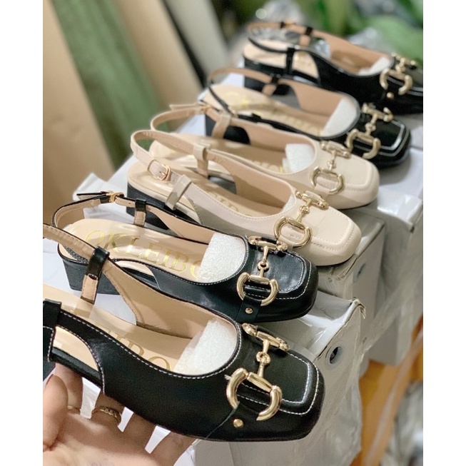 Giày sandal khuy mũi vuông 3cm siêu hot