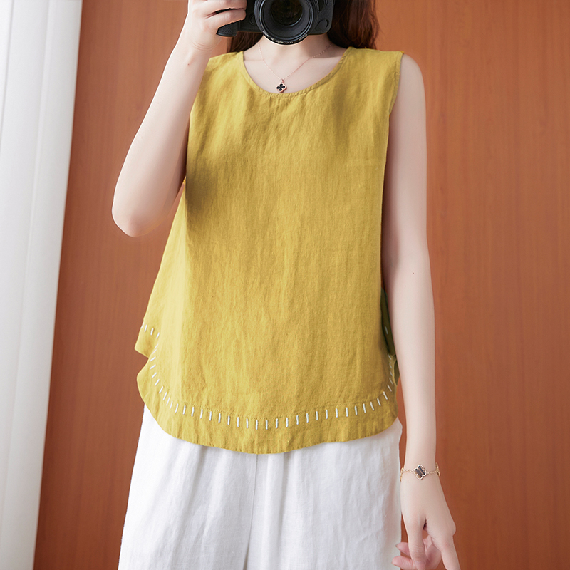 áo ba lỗ nữ chất đũi thêu họa tiết - SP1