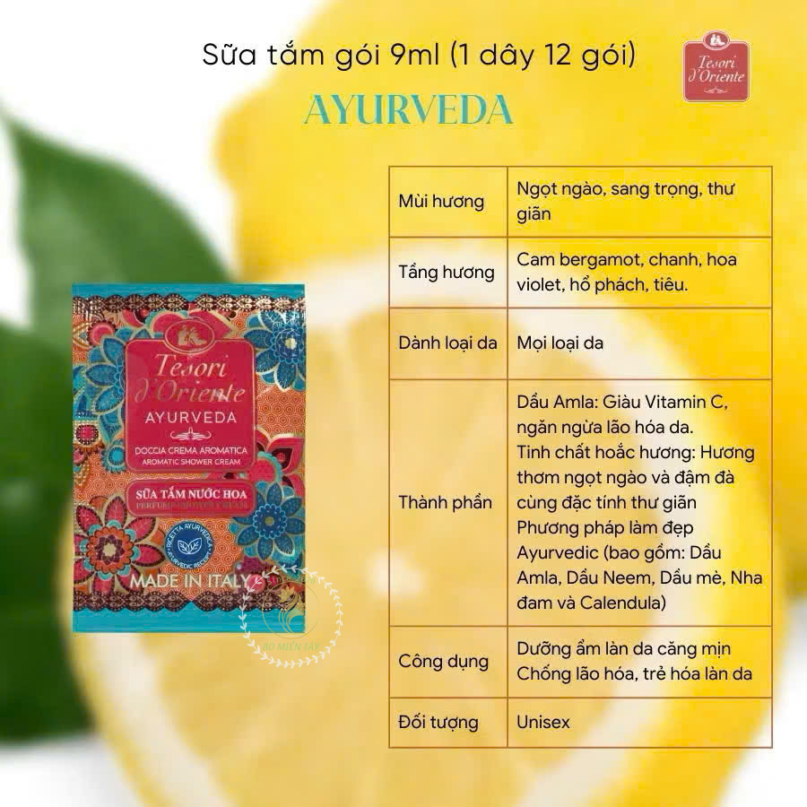 (Dây 10 Tặng 2) Sữa Tắm Tesori d’Oriente 9ml – Hương Nước Hoa Ý, Đủ Mùi Lựa Chọn