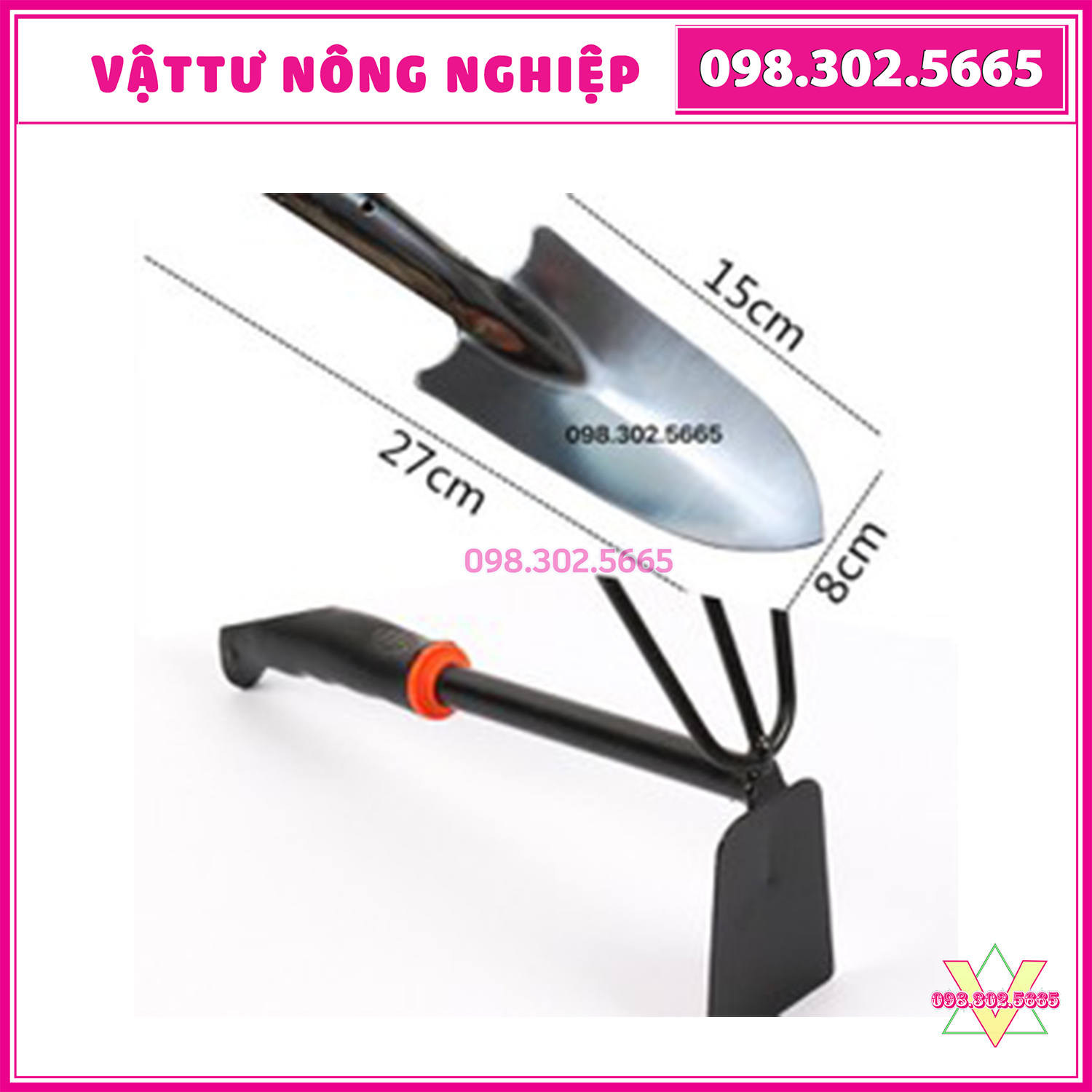 [Giá hủy diệt] bộ 2 dụng cụ làm vườn gồm XẺNG, CUỐC CÀO SỚI ĐẤT 2 trong 1 CÁN CAO SU dài 30cm tiện dụng