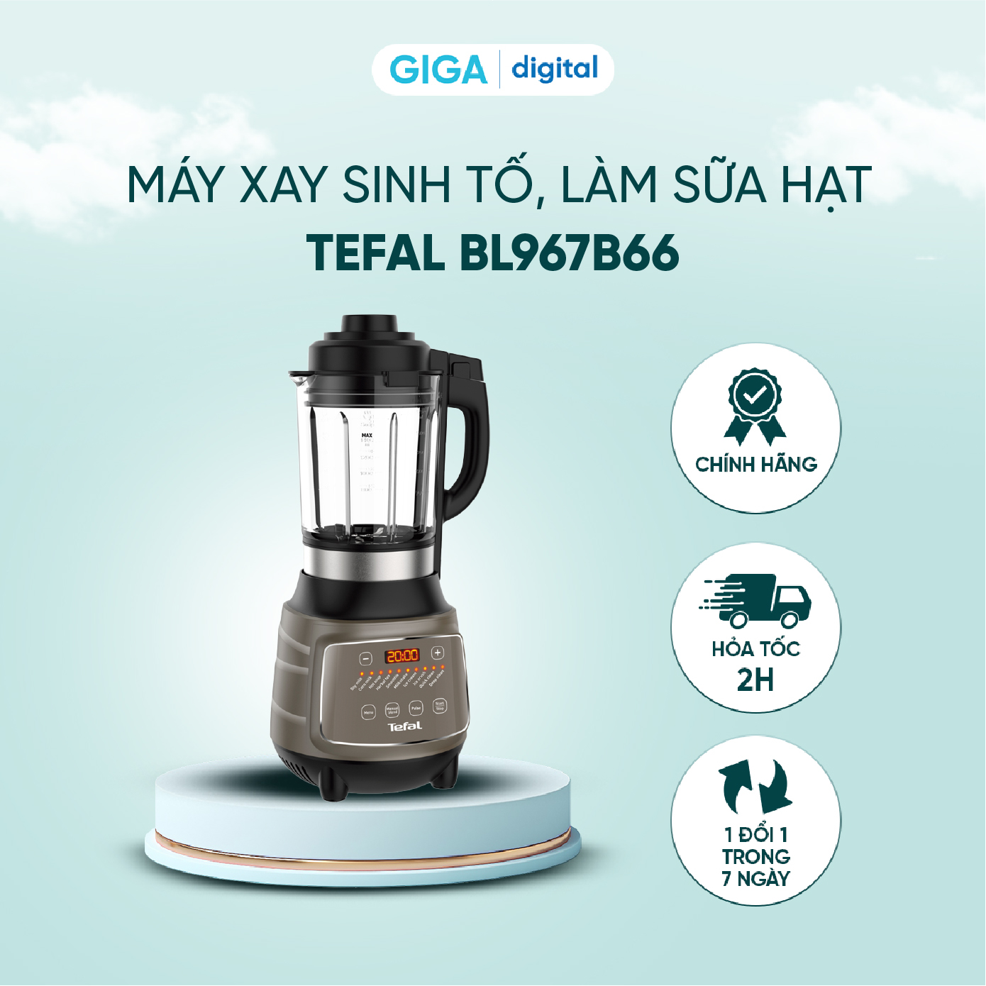 Máy xay sinh tố, làm sữa hạt tefal bl967b66 - xay nóng và lạnh - chính hãng - bh 12 tháng