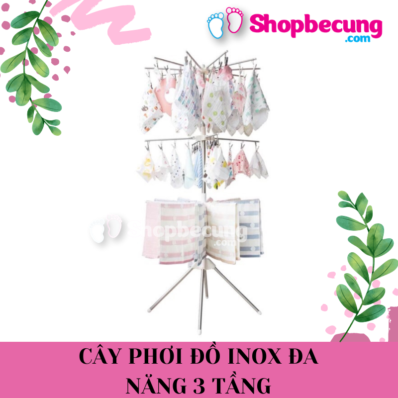 Cây phơi đồ inox đa năng 3 tầng