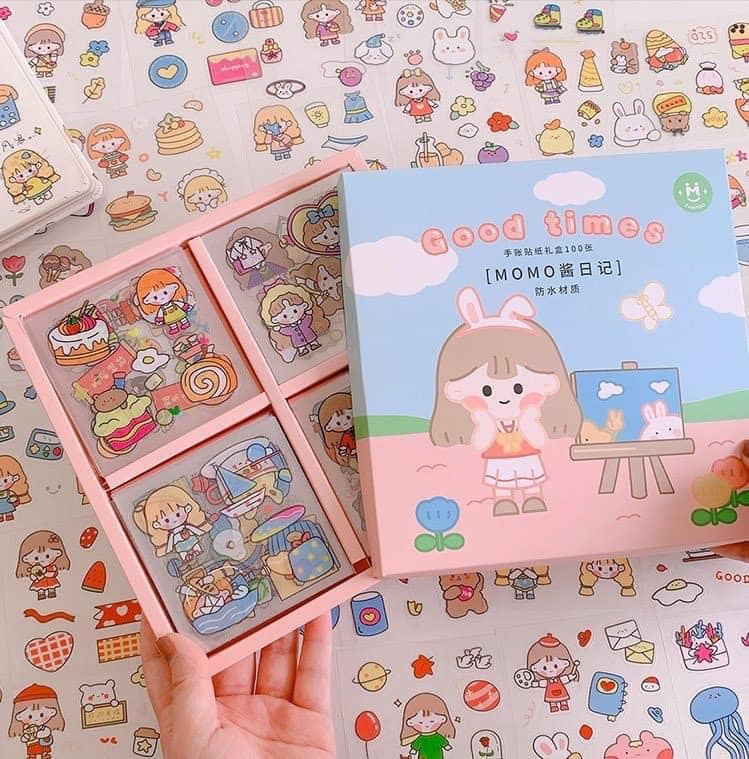 Hộp 1000 hình dán sticker Telado trang trí sổ tay, điện thoại, lưu bút, ly sứ xinh xắn