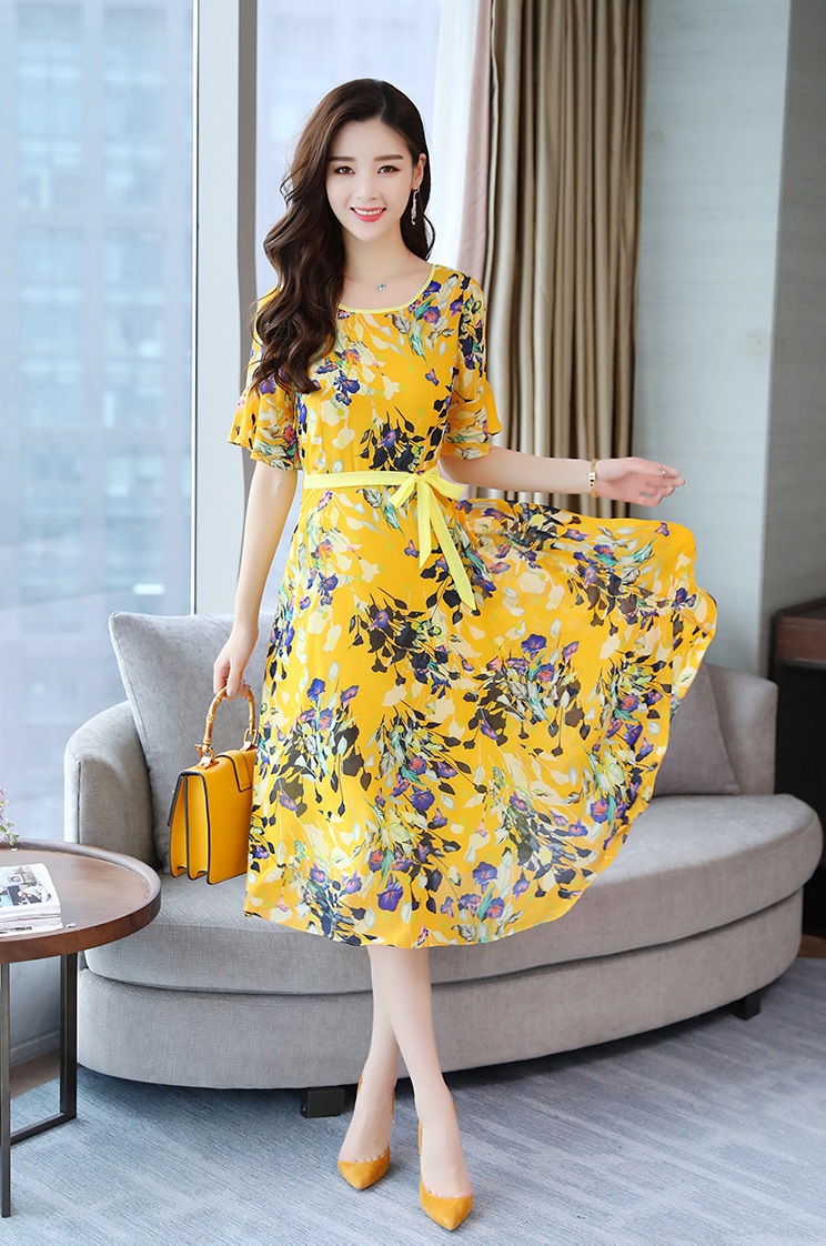Đầm Thun In Hoa Dáng Xòe