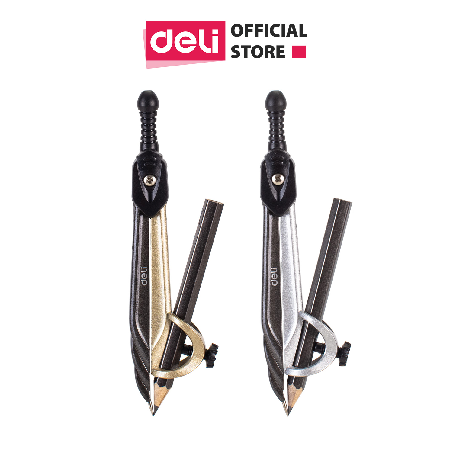 Compa Deli - thân kim loại - chì gỗ - EG20402