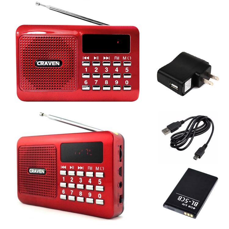 Máy nghe đài FM, thẻ nhớ, USB Craven CR16