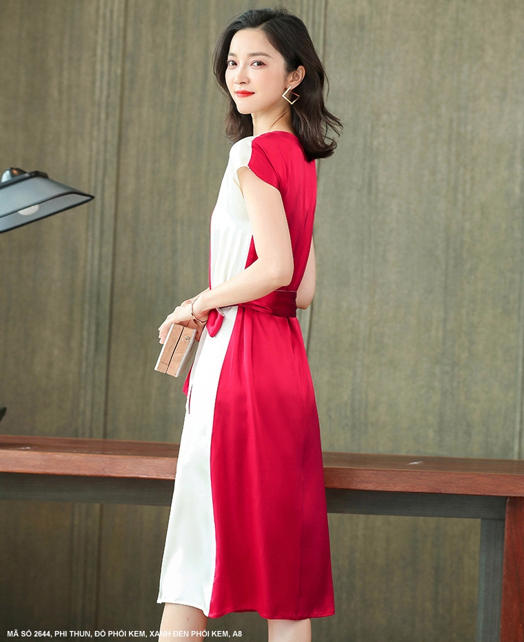 MYDU SHOP | MS 2644 ĐẦM SUÔNG PHI LỤA CỘT NƠ EO DUYÊN DÁNG – THANH LỊCH, DỄ MẶC.