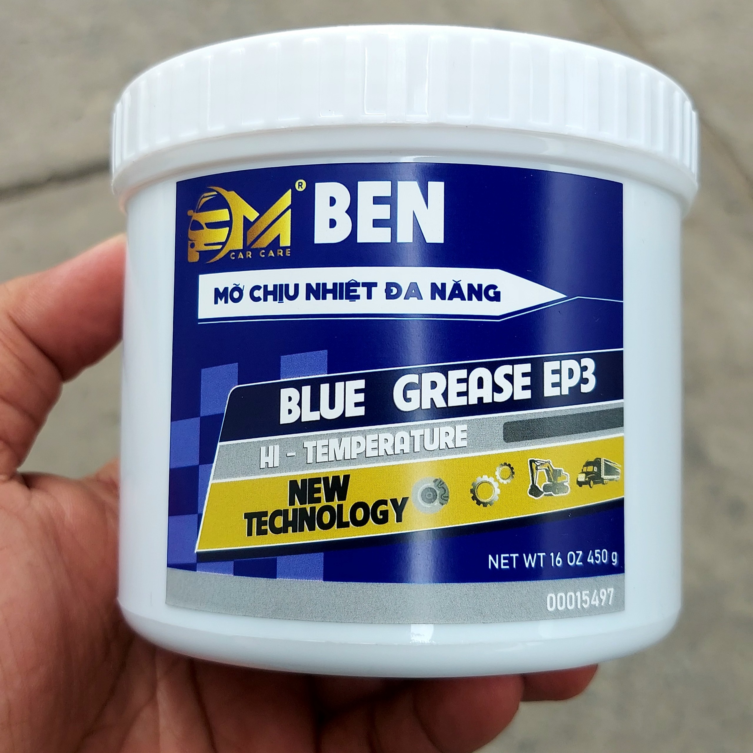 [Mỡ bò chịu nhiệt xanh] BEN BLUE GREASE EP3 450GR CHỊU NHIỆT 260 ĐỘ