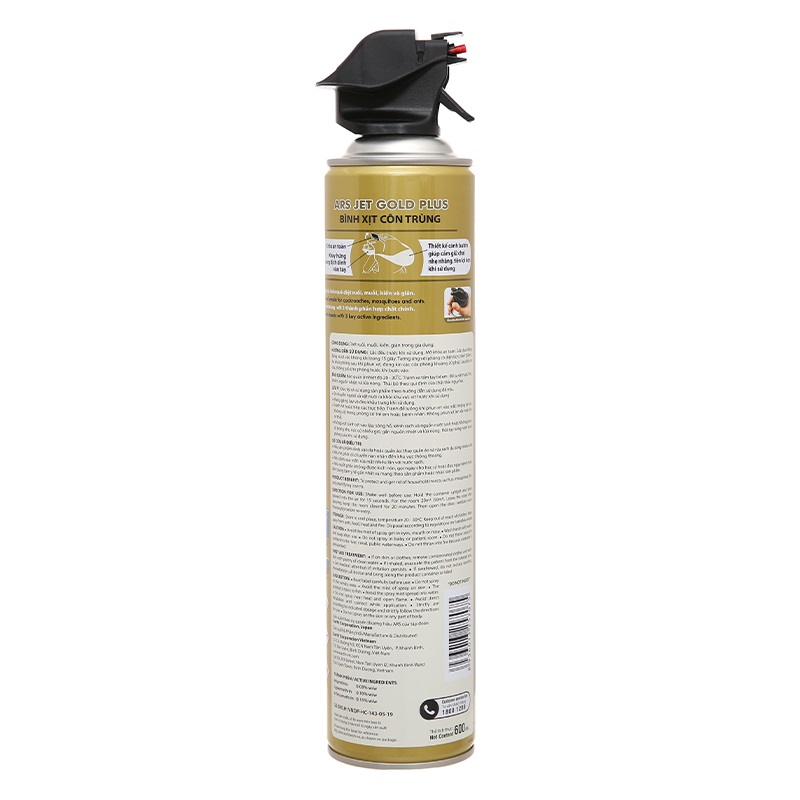 Bình xịt côn trùng (Muỗi, kiến, gián,...) ARS Jet Gold S không mùi 600ml