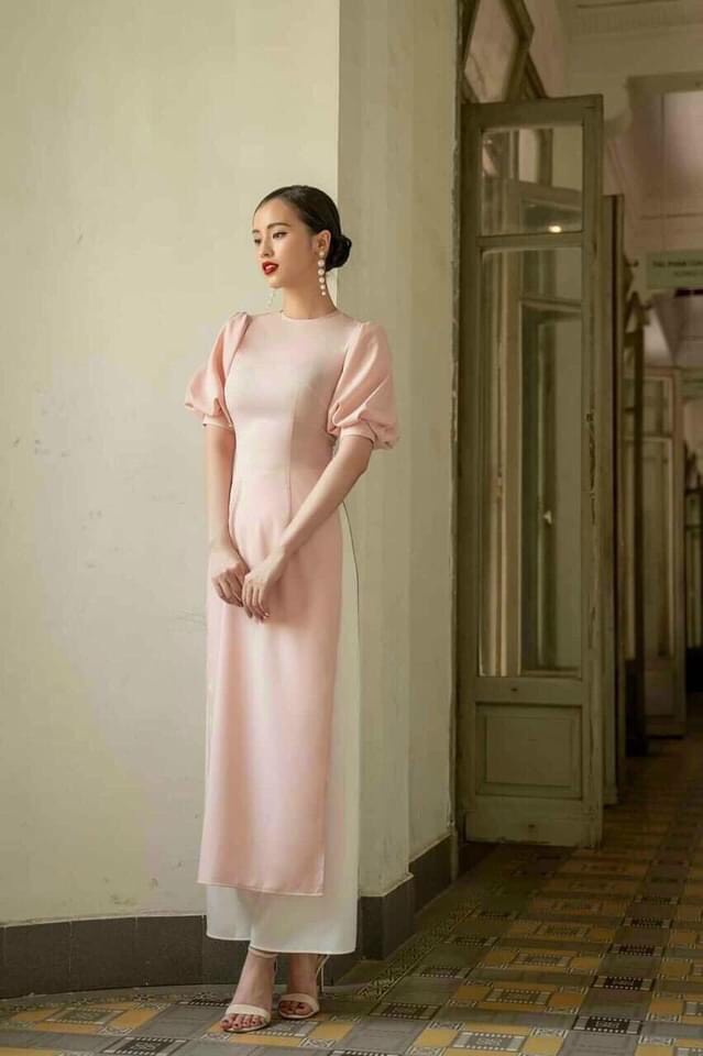 Bộ áo dài lụa ngọc trai mềm mịn cao cấp