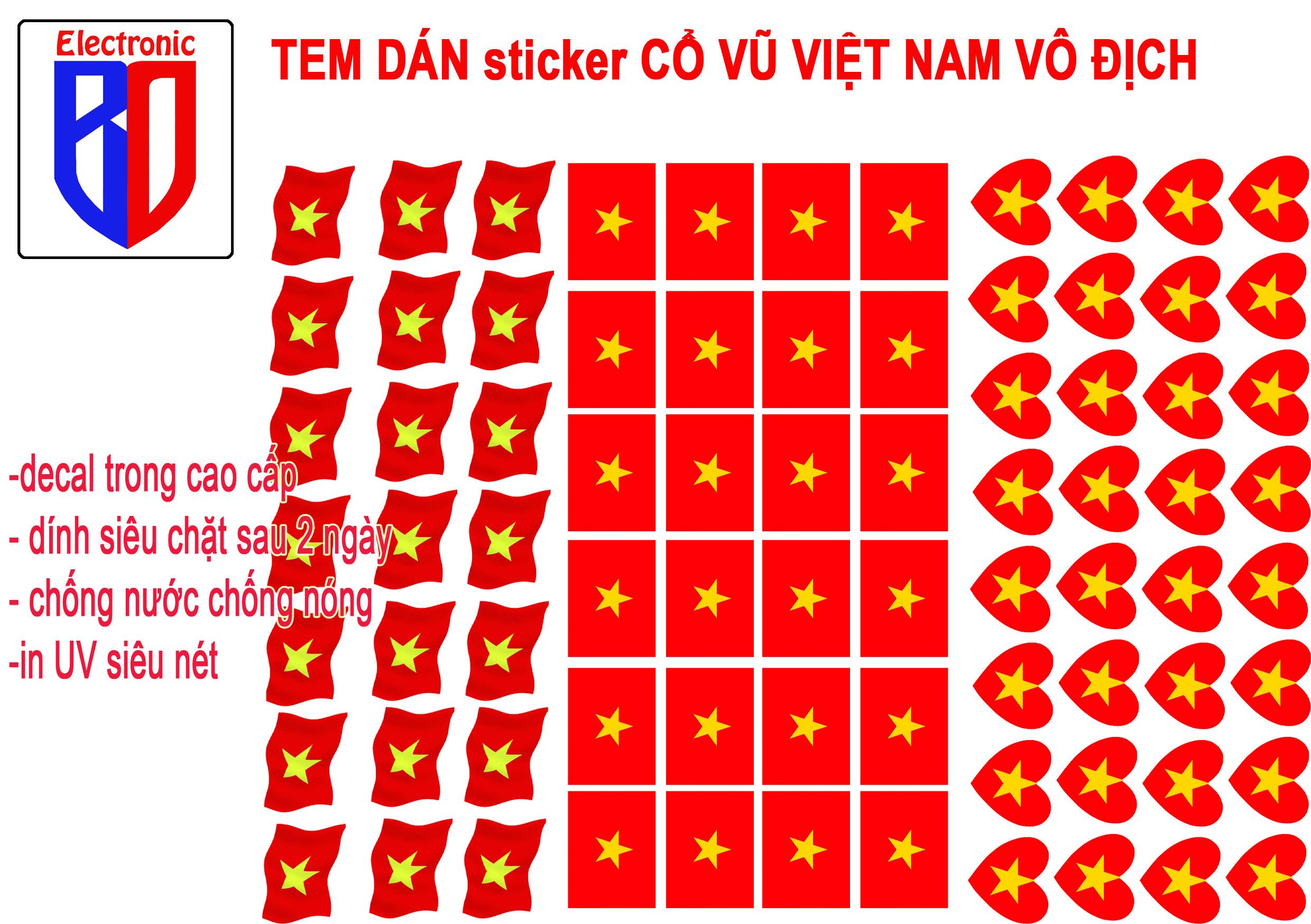 Sticker dán má Quốc kì Việt Nam FULL TẤM