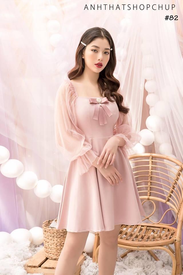 Đầm Dự Tiệc Xoè Cổ Vuông Công Chúa
