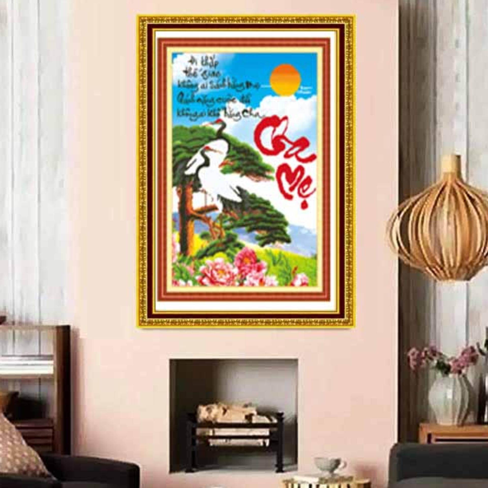 Tranh đính đá cao cấp Venus Cha Mẹ- KT:90x45cm