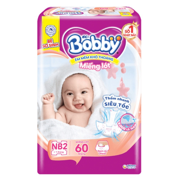 Tã lót Bobby size Newborn 2 60 miếng (Cho bé 4-7kg)