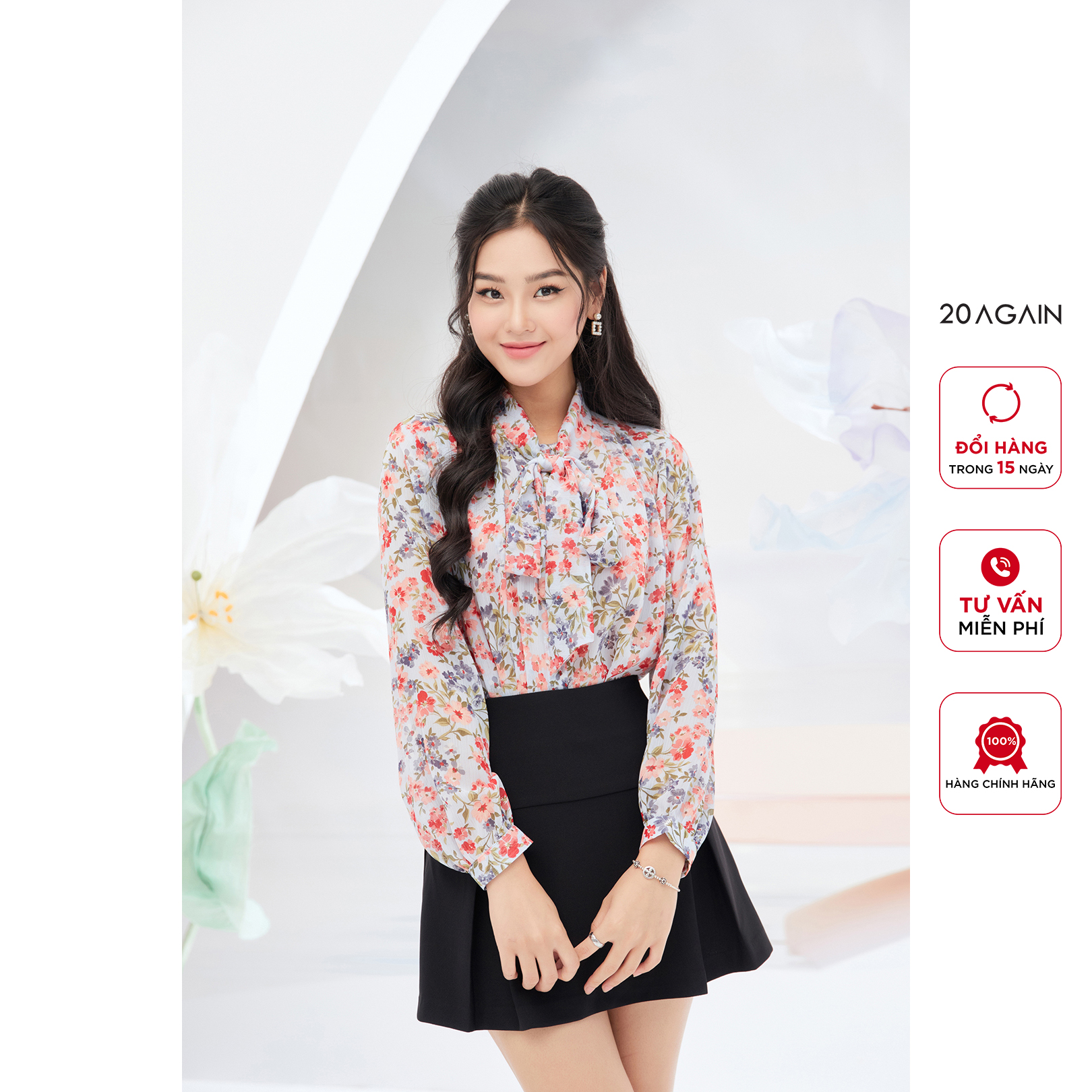 Chân váy xếp ly 20AGAIN, thiết kế dáng bacsic JAA2440