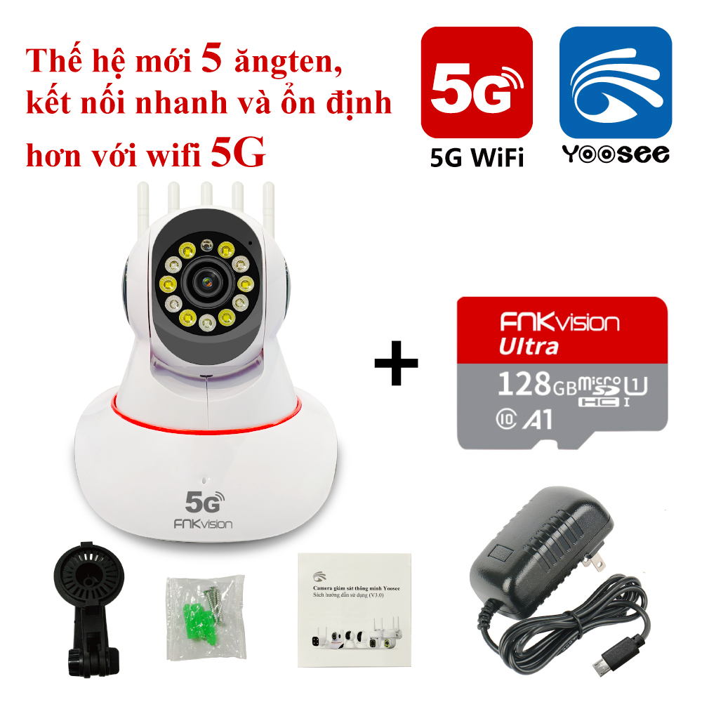 FNKvisionCAMERA IP WIFI 5G YOOSEE 11 LED 5.0Mpx Full HD 2023 QUAY ĐÊM CÓ MÀU XOAY 360 ĐỘ THEO DỖI ĐỐI TƯỢNG