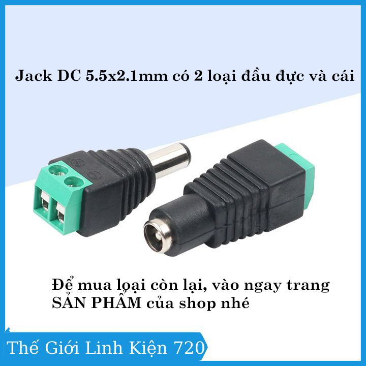 Jack nối nguồn DC đực 5.5x2.1mm