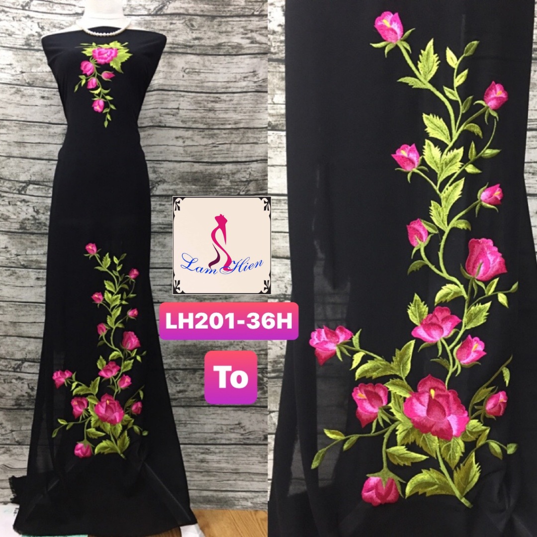 Lâm Hiền-Vải áo dài thêu LH201