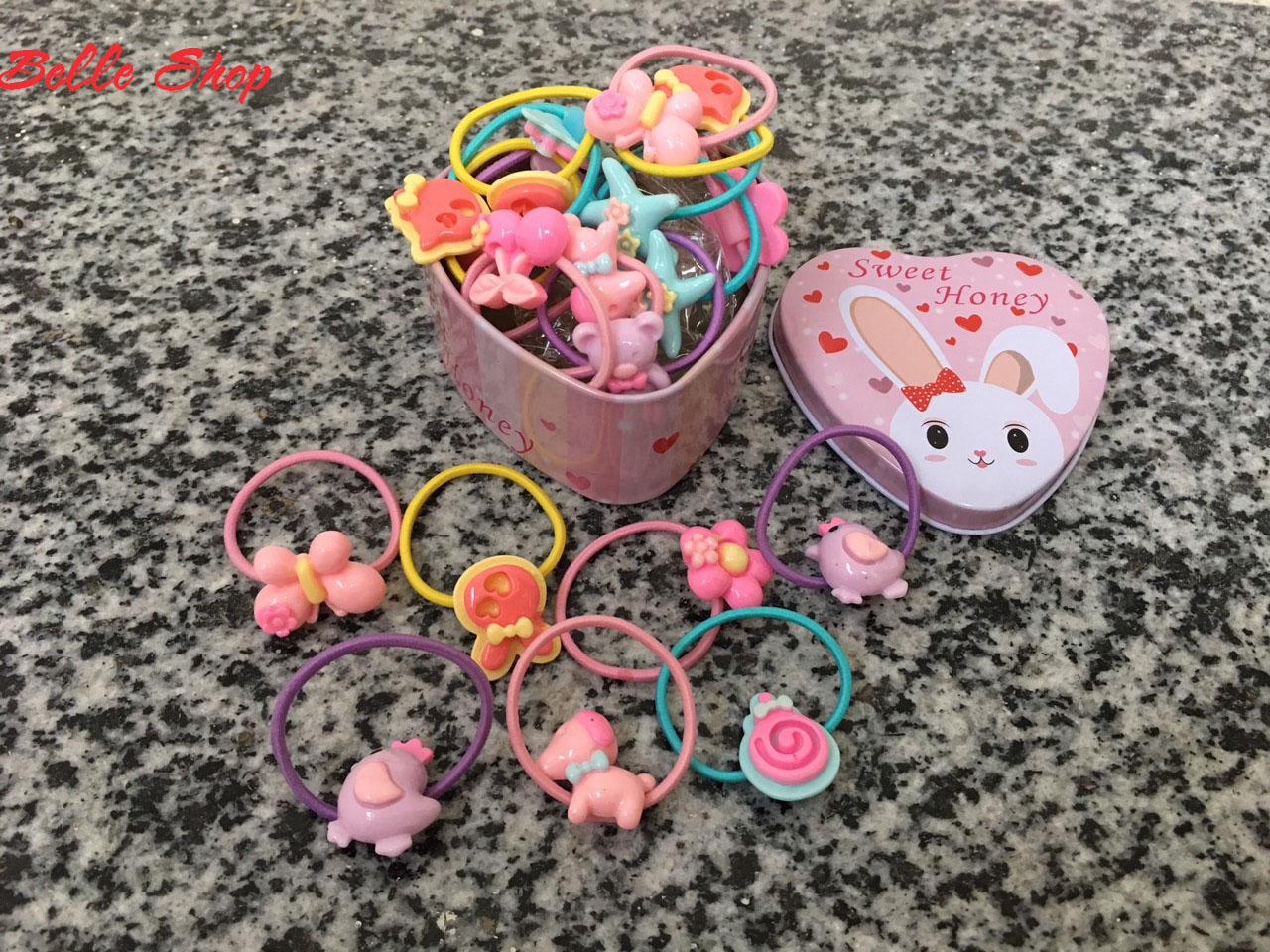 Hộp 20 Dây Cột Tóc Cho Bé Dễ Thương