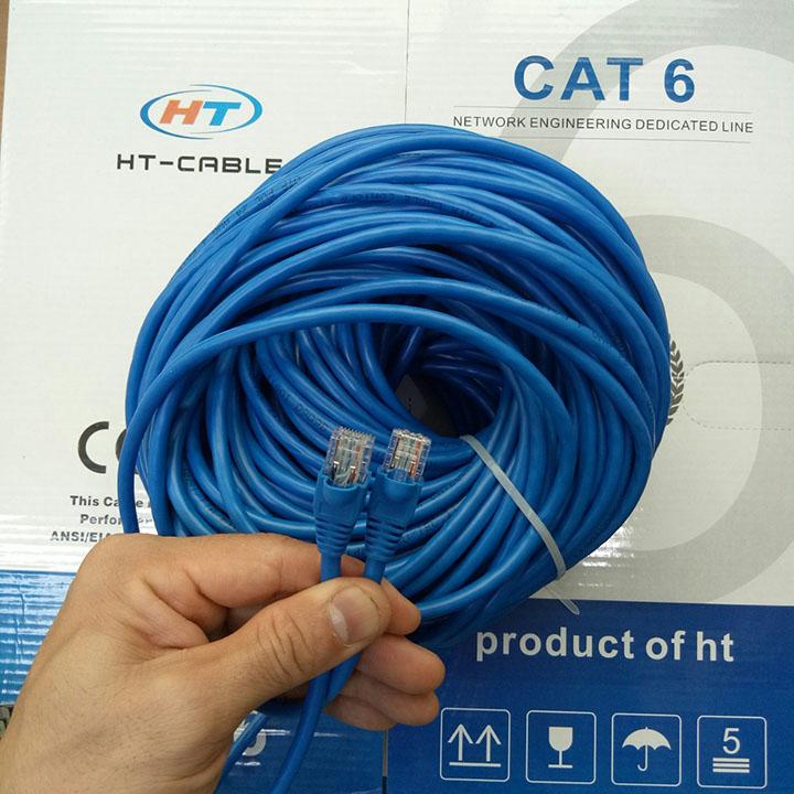 Dây cáp mạng Cat6 UTP HT-Cable 35 Mét Có sẵn 2 đầu (Blue, New 100%)