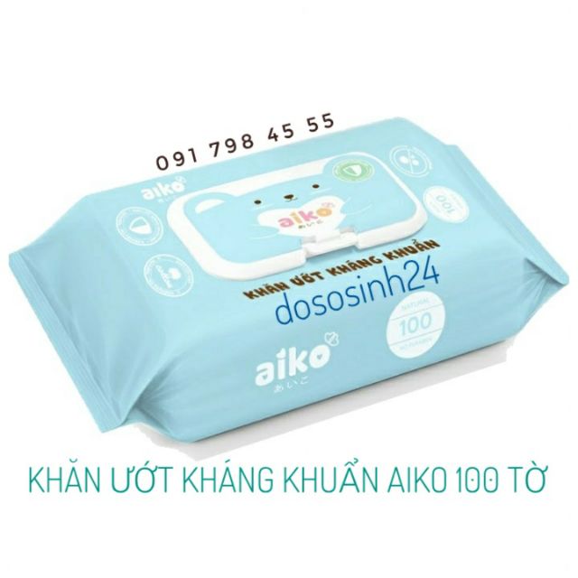 Khăn ướt kháng khuẩn Aiko cho bé (100 tờ)