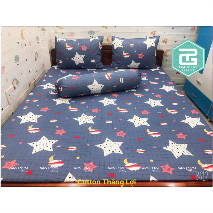 Bộ ga gối Thắng Lợi {5 món} 100% Cotton chuẩn logo ( 1 chăn + 1 ga bọc + 2 vỏ gối nằm + 1 vỏ gối ôm -inbox chọn mẫu )