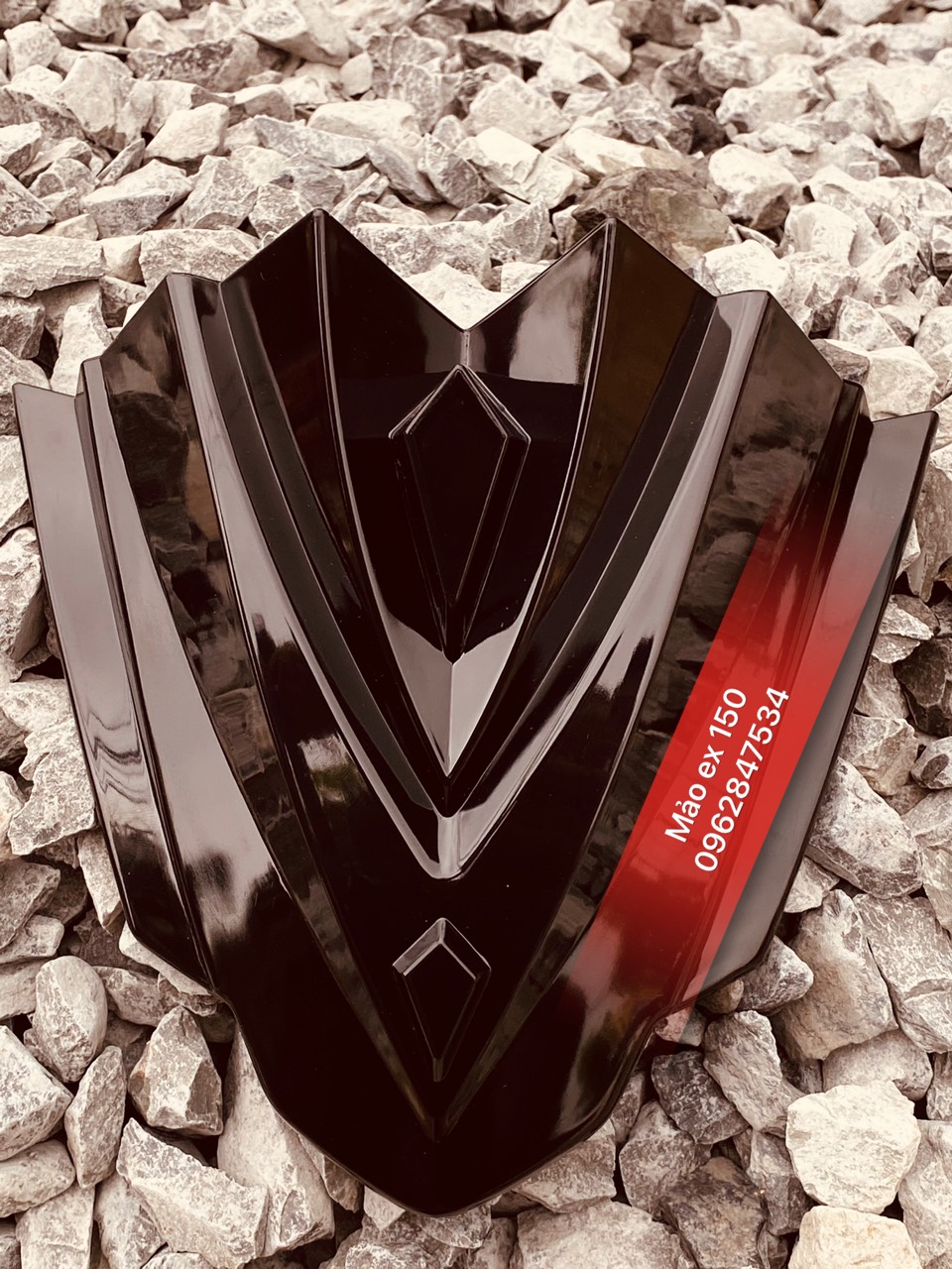 Ốp đầu Exciter 150 đời 2019 mẩu kim cương Racing Star đen bóng