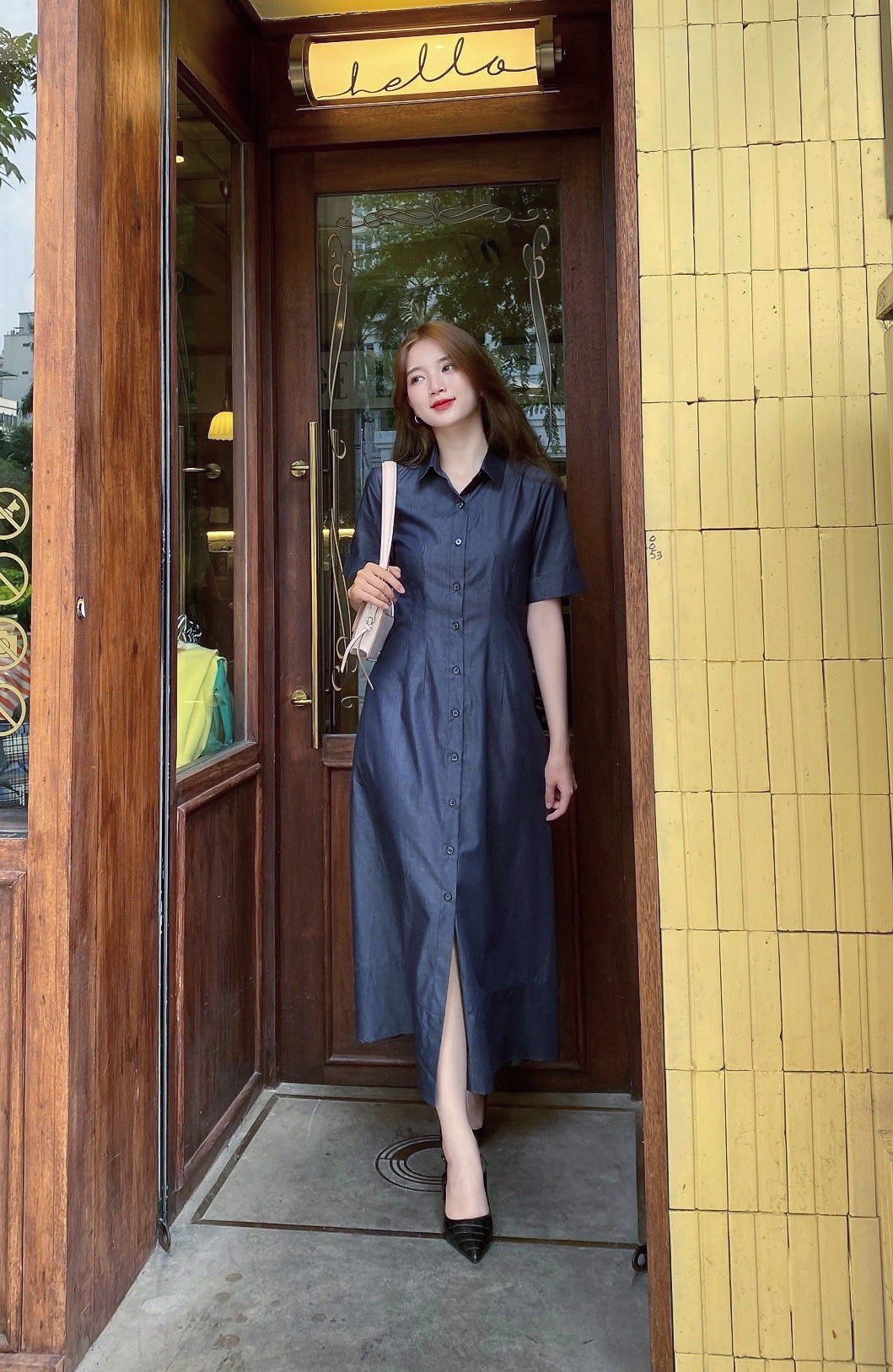 AfterBefore | Đầm denim midi 2 màu