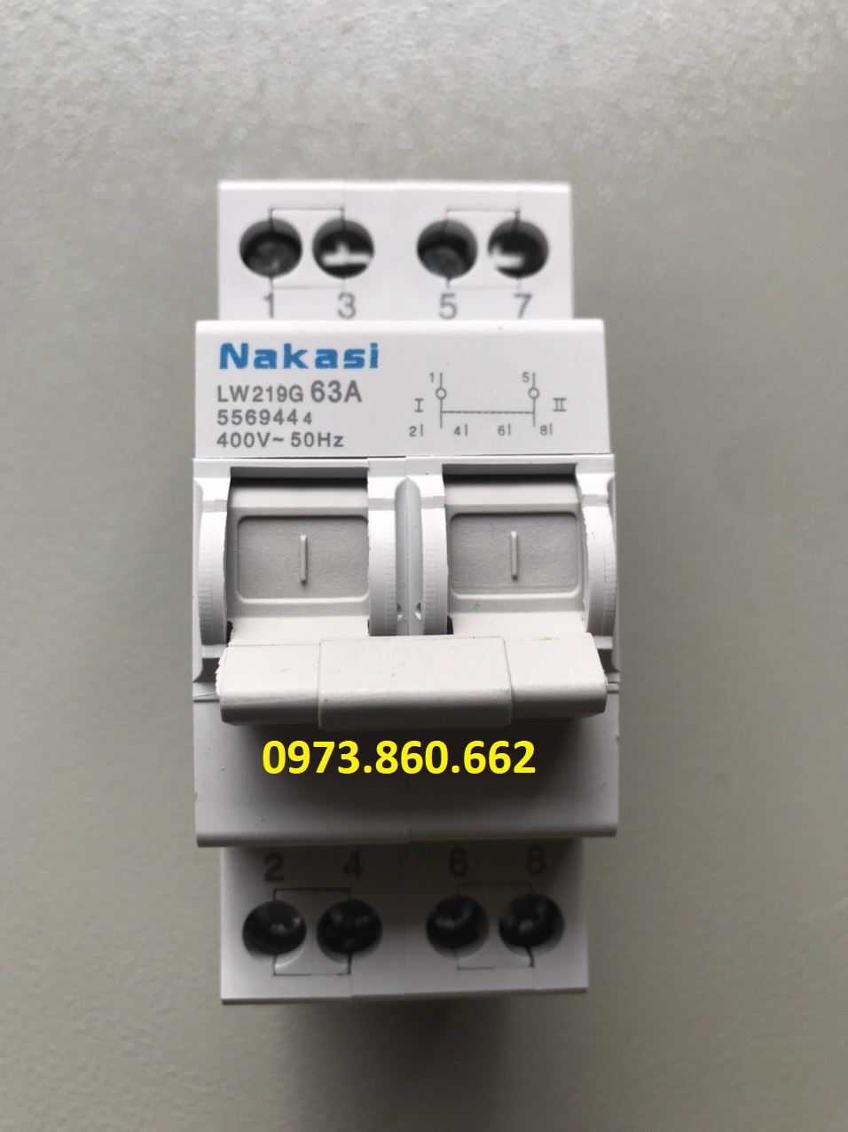 Aptomat Đảo chiều công suất lớn 2P 63A Nakasi