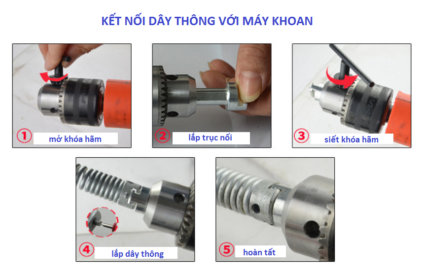 Dây thông tắc cống 9m phi 16 mm (ko phụ kiện)